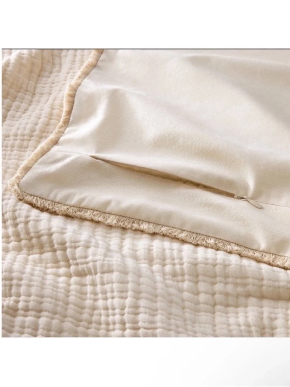 NWT Full/Queen Textured Chambray Comforter & Sham Set Natural - Casaluna
